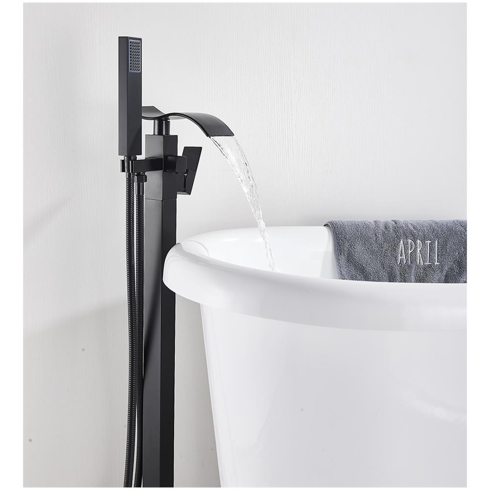 Rubinetto per vasca da bagno indipendente, Blackswan, Cascada tipo M53, modello nero opaco, misura 104 cm - Foto 4