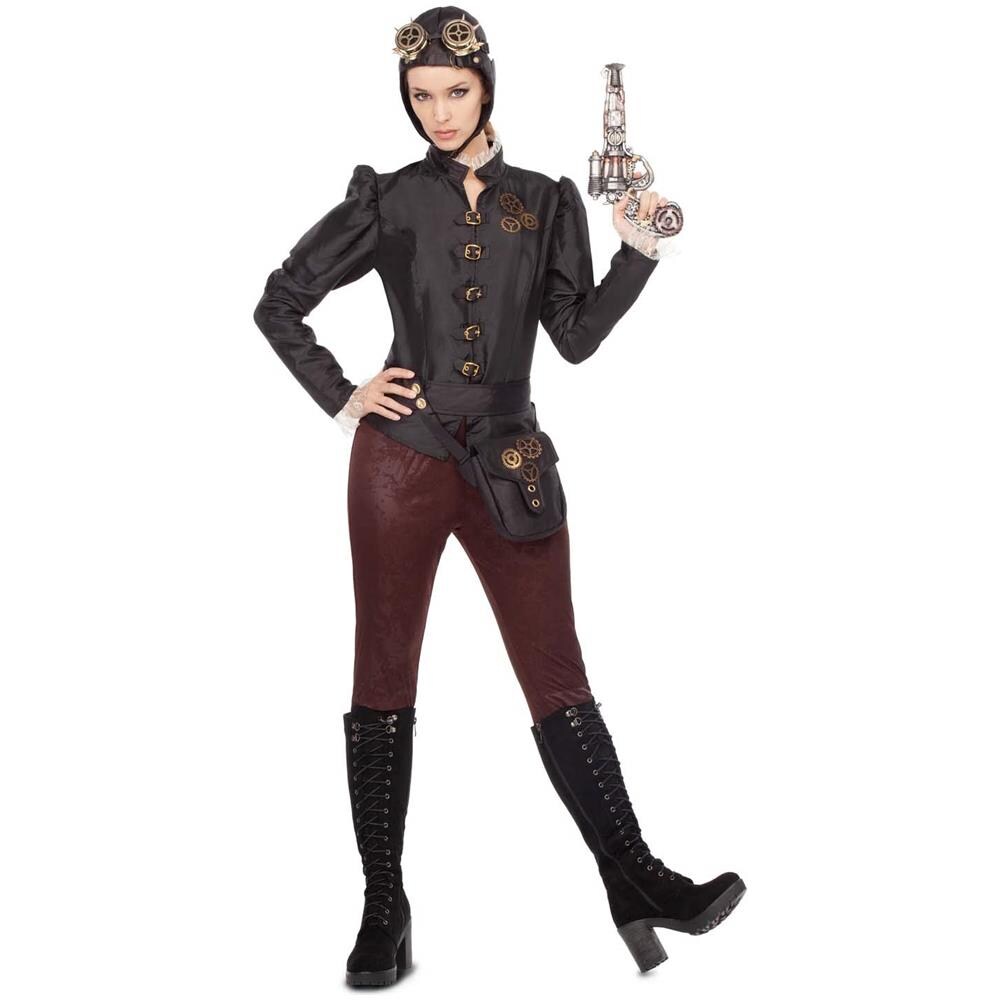 Cappello, giacca, cintura con borsa e pantaloni da costume da aviatore steampunk taglia M /L - Foto 1