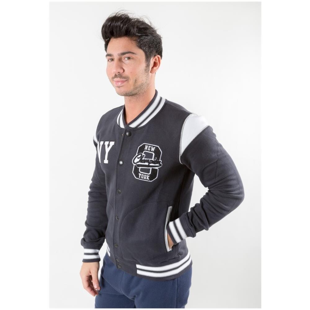Felpa Uomo Varsity Bomber Ny M Nero Bianco - Foto 2