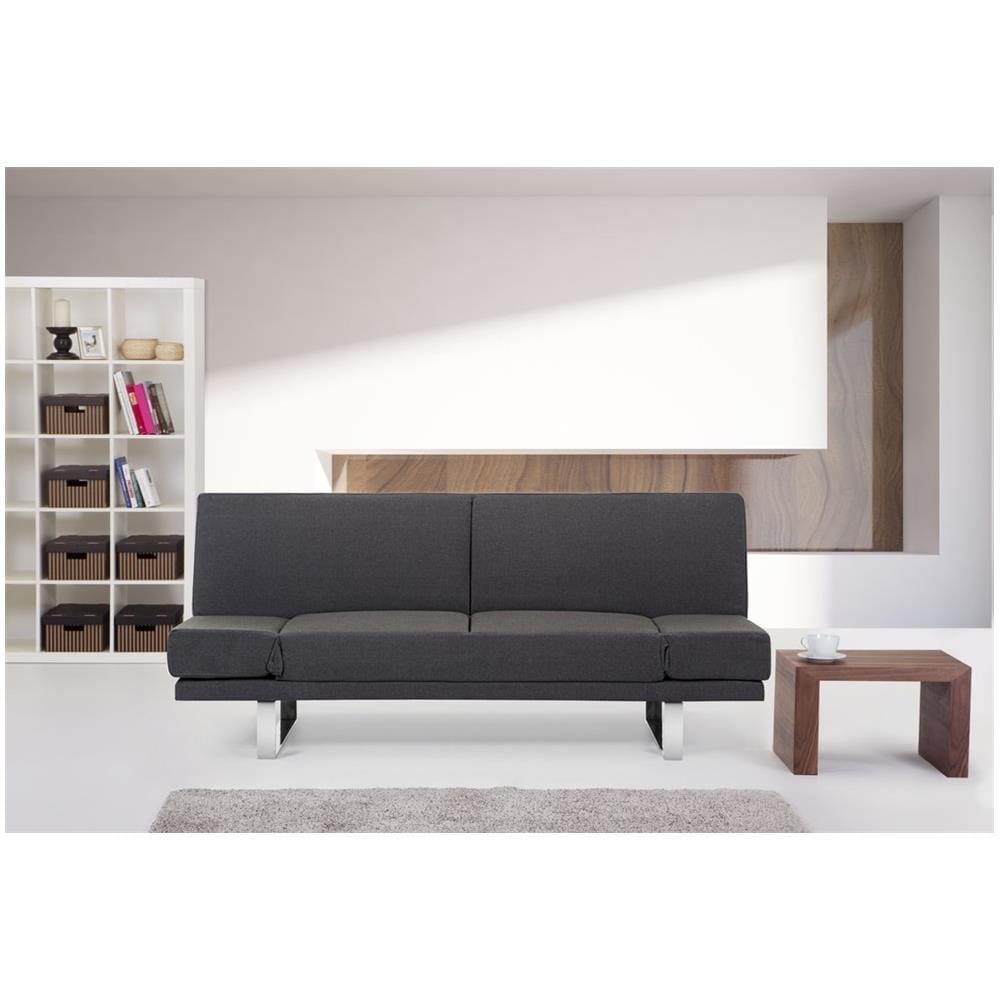 Divano Letto 3 Posti In Tessuto Blu Grigio York - Foto 2