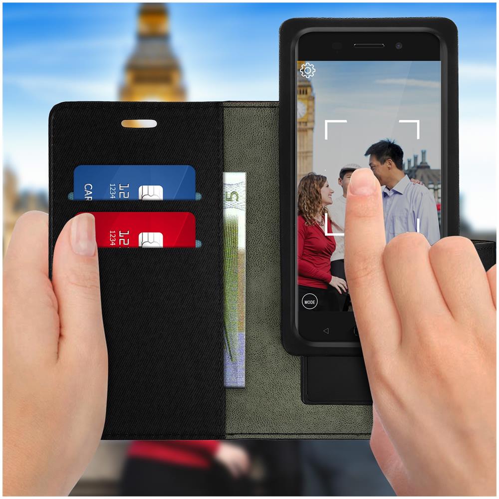Custodia Smartphone 5,31 E 5,8 Pollici Portafoglio Cover Scorrevole - Nero - Foto 2