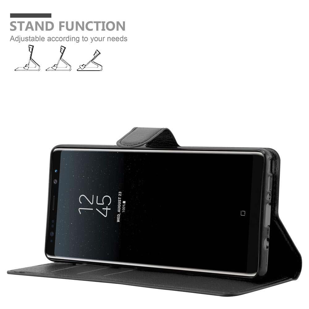 Custodia Compatibile Con Samsung Galaxy Note 8 In Nero Carbone - Coperchio Protettiva Con Chiusura Magnetica, Funzione Stand E Tasca Per Le Carte - Foto 5