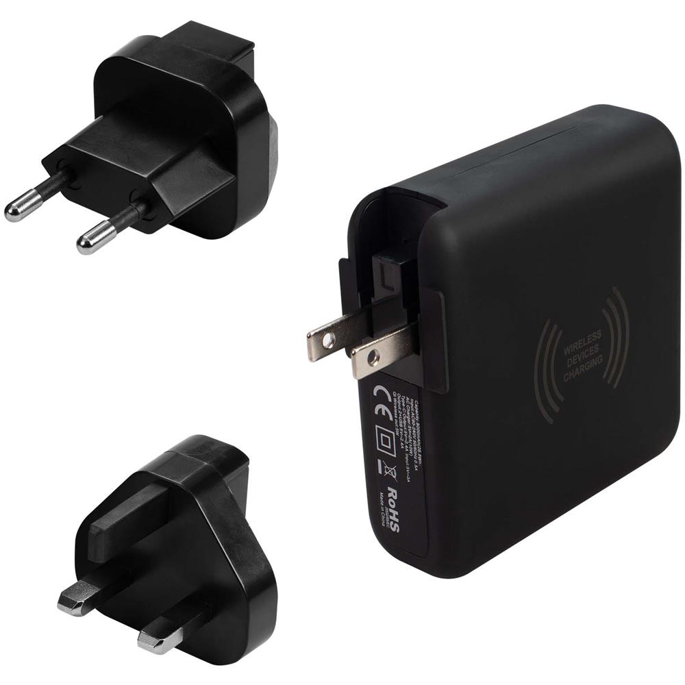 Caricabatterie Adattatore Da Viaggio 3-in-1 Powerbank E Ricarica Qi, Akashi Nero - Foto 1