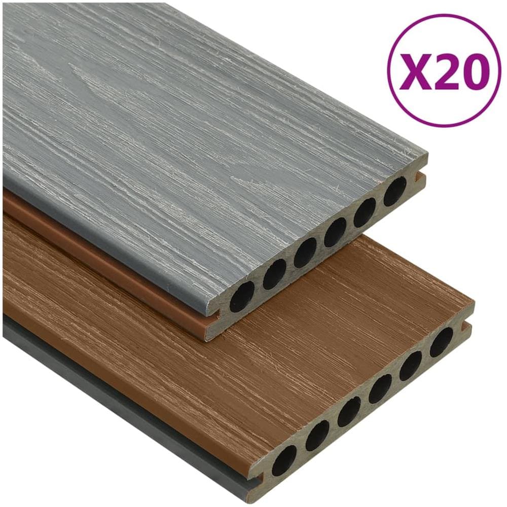 Listoni Decking WPC con Accessori Marroni e Grigi 40 m² 2,2 m - Foto 1