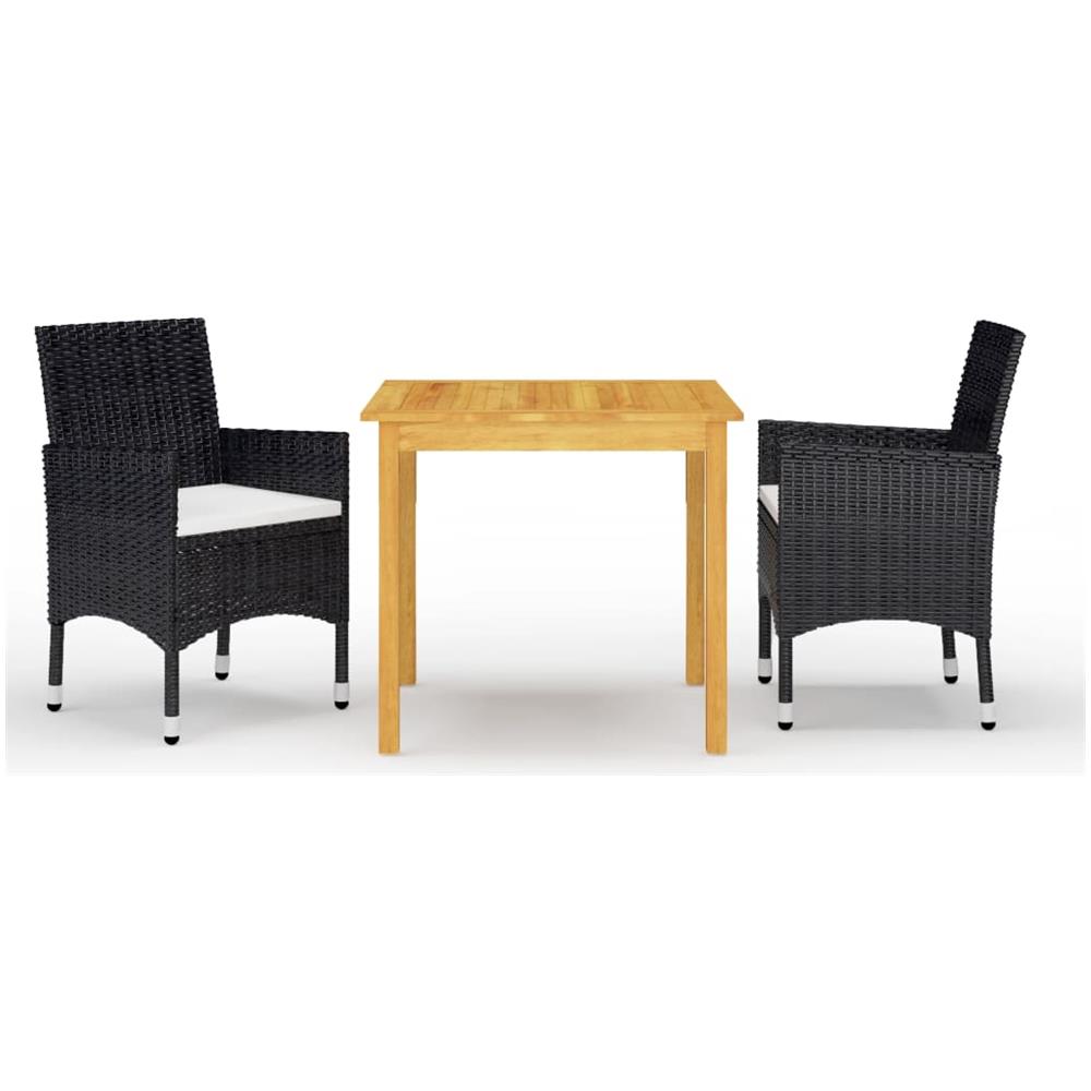 Set Mobili da Pranzo per Giardino 3 pz Nero - Foto 1