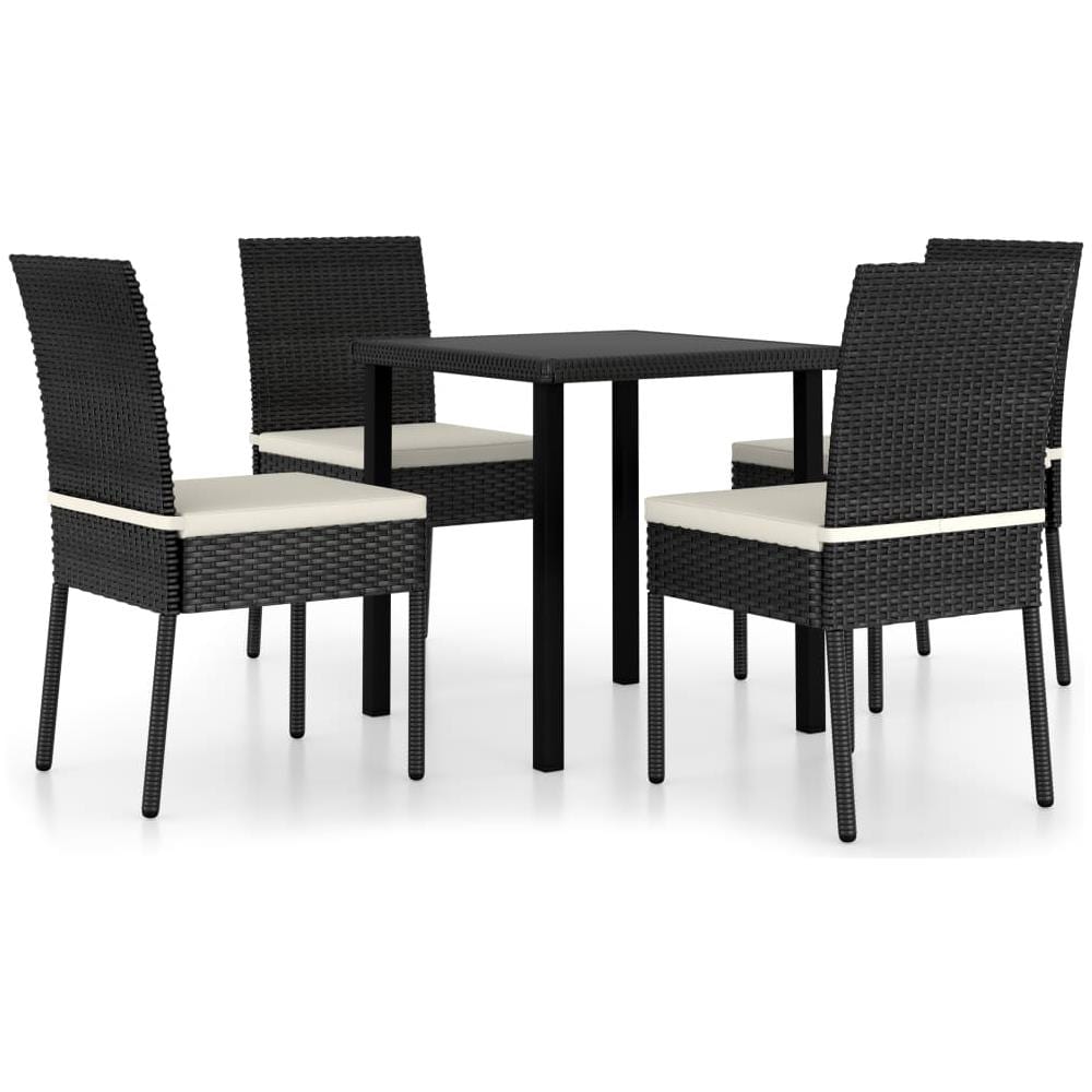 Set da Pranzo da Giardino 5 pz in Polyrattan Nero - Foto 1