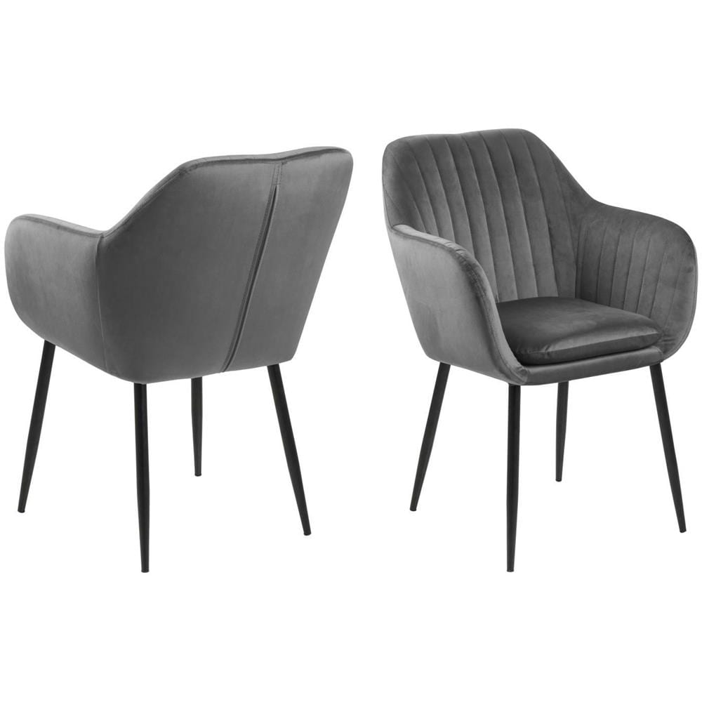 Sedia Emilia Velvet Grigio Scuro / Nero - Foto 1