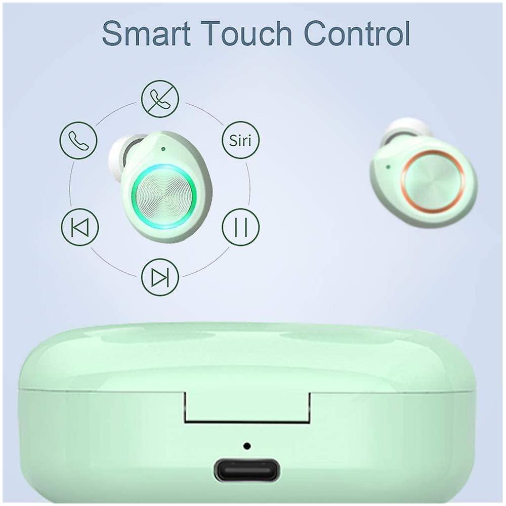 Vero Auricolari Wireless Bluetooth 5.0 Con Custodia Di Ricarica, Touch Controllo Ipx7 Auricolare Sportivo Impermeabile Auricolare Integrato Mic (verde)  - Foto 5