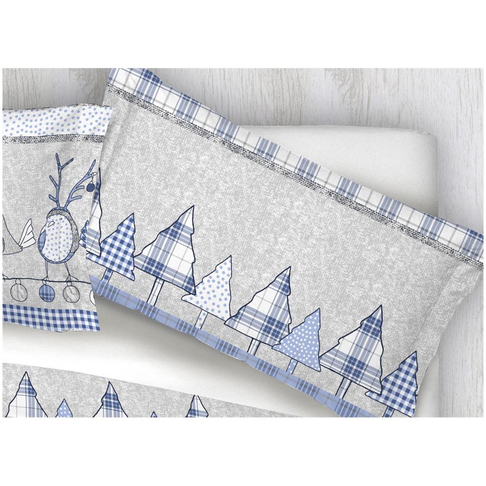 Copripiumino Sacco Piumone 100% Cotone Disegni Natalizi Invernali Renne Cuori Ob Singolo Oliver Azzurro - Foto 7