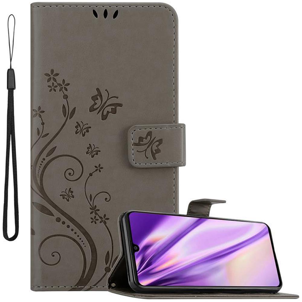 Custodia Compatibile Con Samsung Galaxy A41 In Grigio Fiore - Coperchio Protettivo In Design Floreale Con Chiusura Magnetica, Funzione Stand E Slot Per Carte - Foto 1