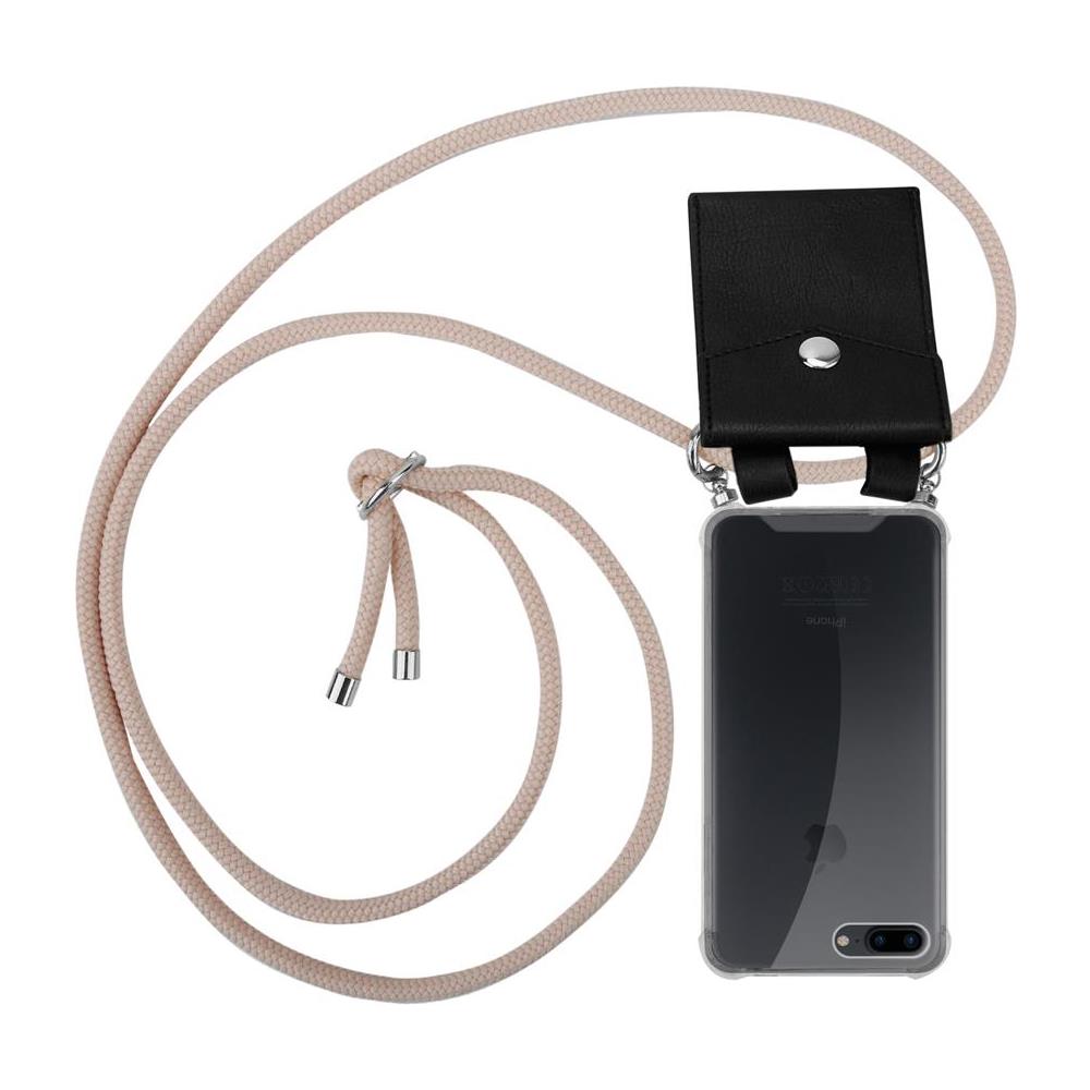 Catena Di Telefoni Cellulari Compatibile Con Apple Iphone 8 Plus / 7 Plus / 7s Plus In Or Rosato A Perla - Coperchio Protettivo In Silicone Con Anelli D'argento, Cinturino In Corda E Custodia Staccabile - Foto 1