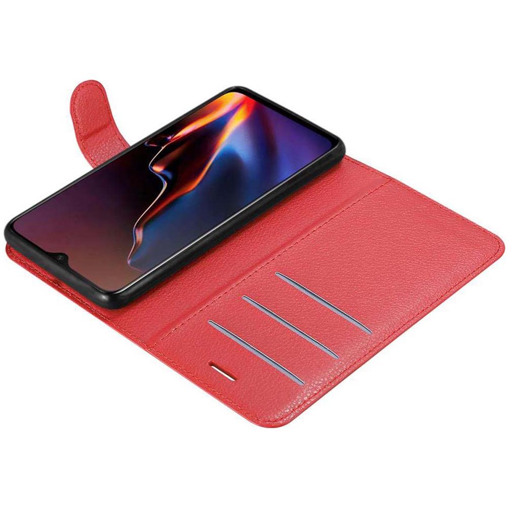 Custodia Compatibile Con Oneplus 7 In Rosso Carminio - Coperchio Protettiva Con Chiusura Magnetica, Funzione Stand E Tasca Per Le Carte - Foto 8