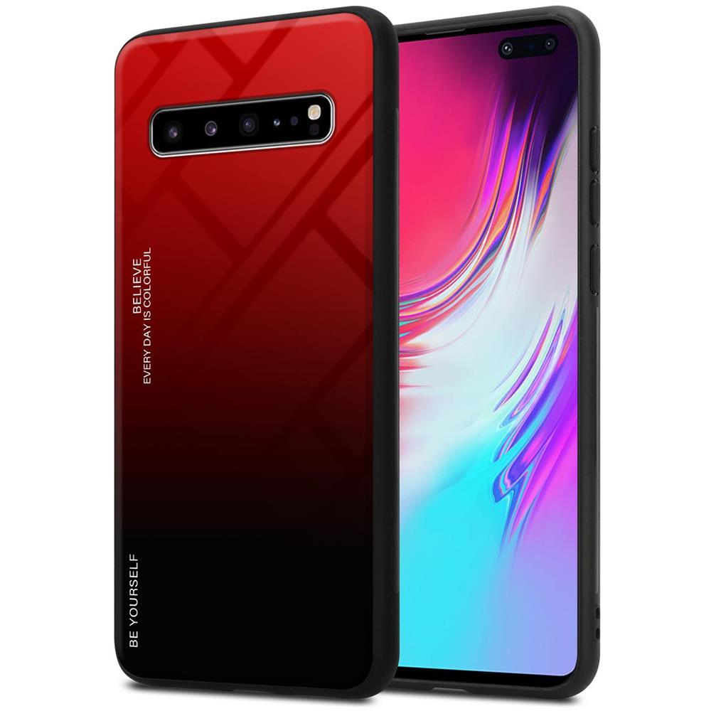 Custodia Compatibile Con Samsung Galaxy S10 5g In Rosso - Nero - Coperchio Protettivo Bicolore In Vetro Temperato E Silicone Tpu - Foto 1