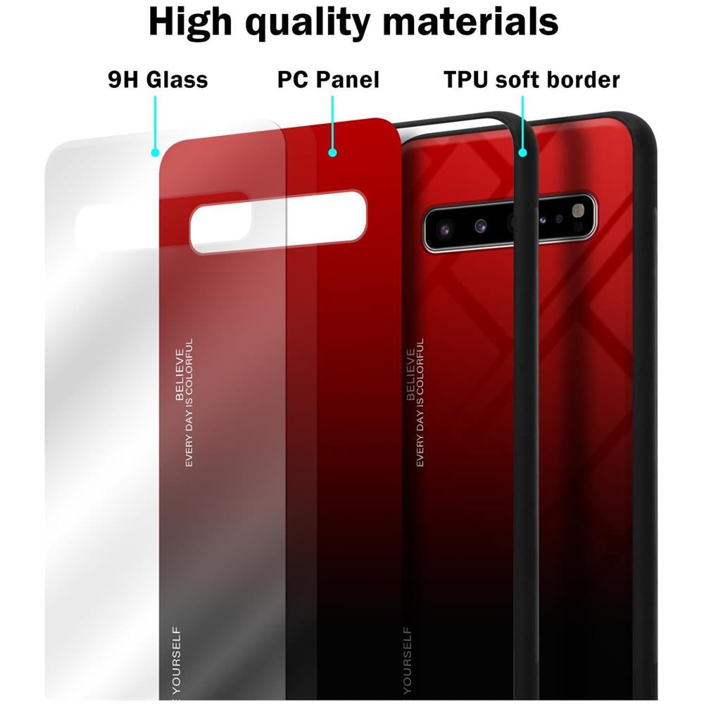 Custodia Compatibile Con Samsung Galaxy S10 5g In Rosso - Nero - Coperchio Protettivo Bicolore In Vetro Temperato E Silicone Tpu - Foto 7