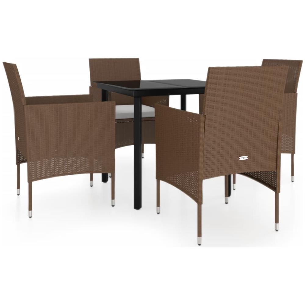 Set Da Pranzo Per Giardino 5 Pz Con Cuscini Marrone E Nero - Foto 2
