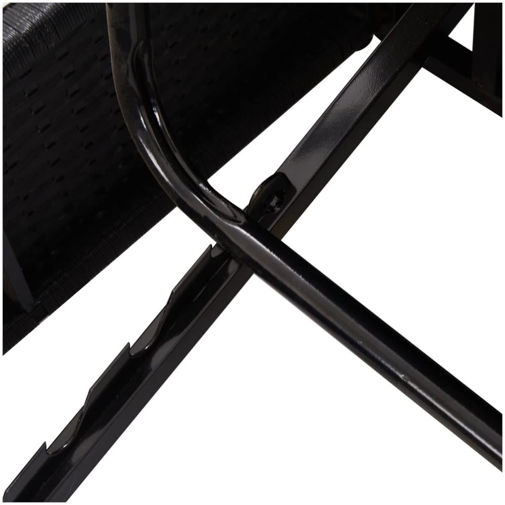 Lettino Prendisole Reclinabile Con Cuscini In Polyrattan Nero - Foto 9