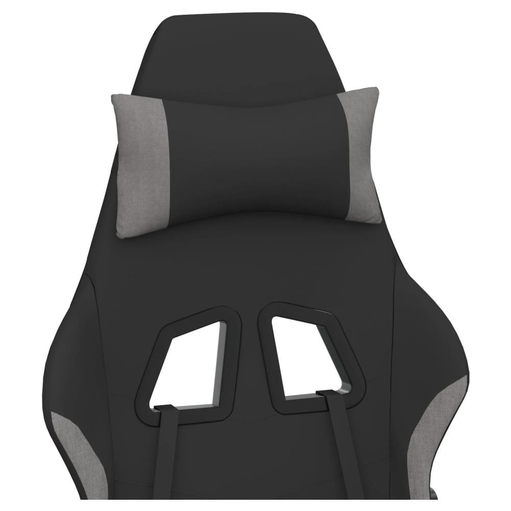 Sedia Da Gaming Con Poggiapiedi Nero E Grigio Chiaro In Tessuto - Foto 2