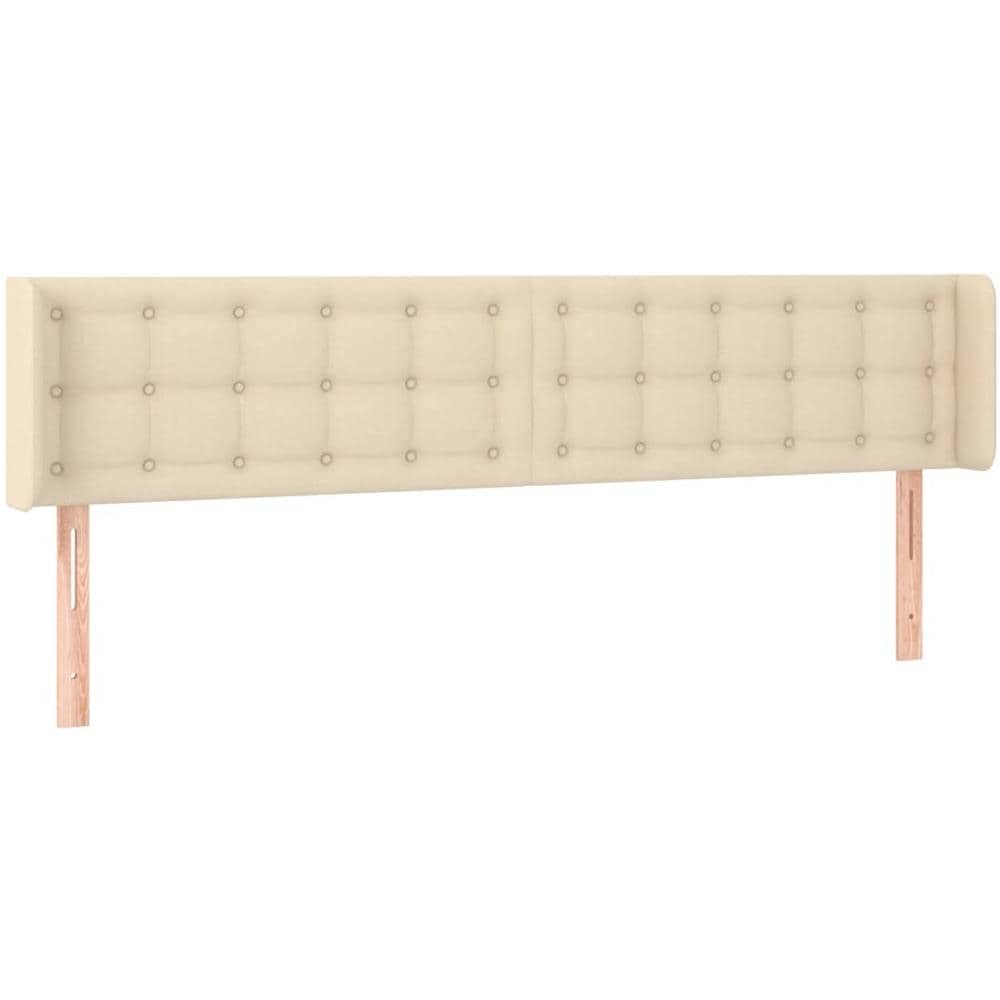 Testiera Ad Orecchio Crema 183x16x78/88 Cm In Tessuto - Foto 2