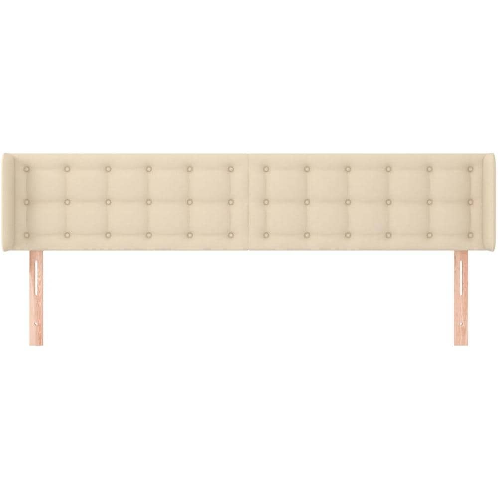 Testiera Ad Orecchio Crema 183x16x78/88 Cm In Tessuto - Foto 3