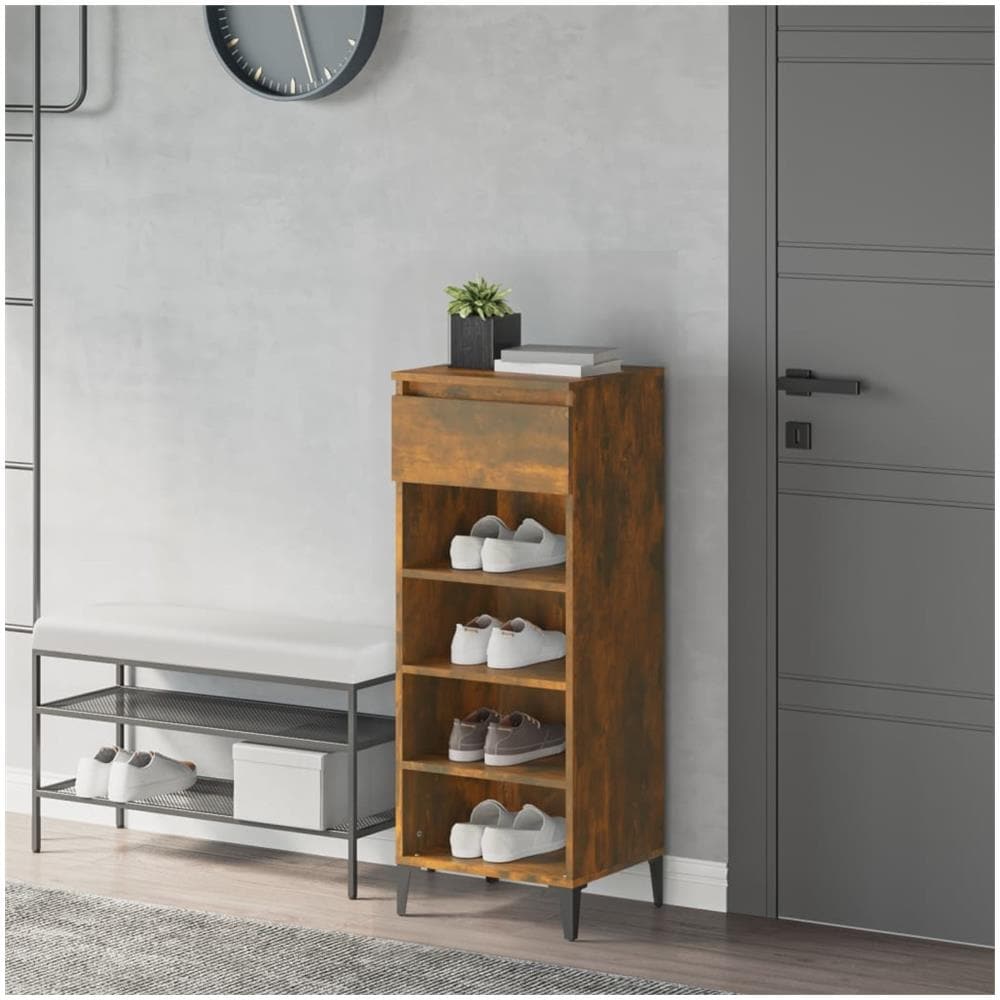 Scarpiera Rovere Fumo 40x36x105 Cm In Legno Multistrato - Foto 1