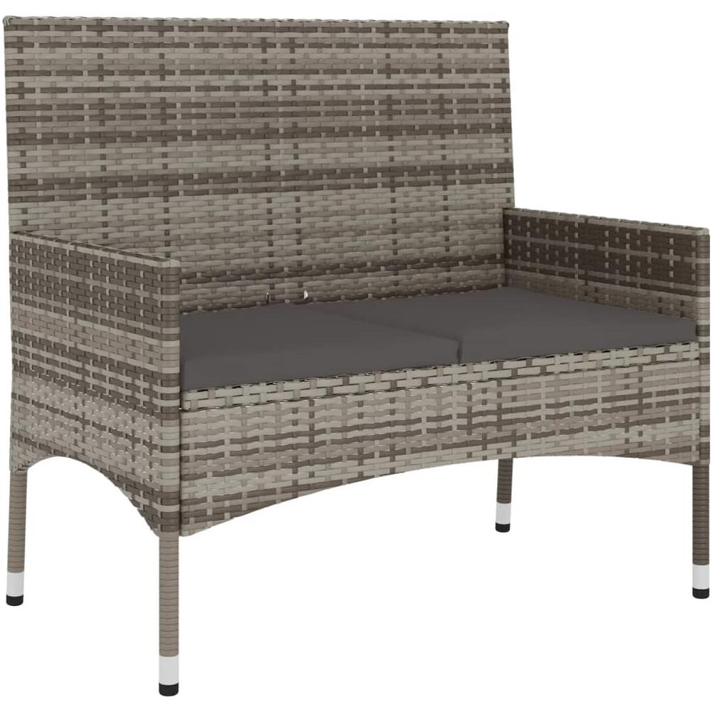 Panca Da Giardino A 2 Posti Con Cuscini In Polyrattan Grigio - Foto 2