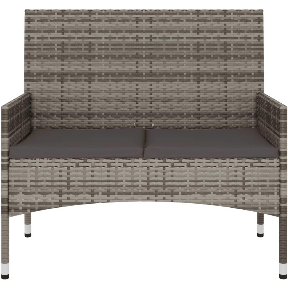 Panca Da Giardino A 2 Posti Con Cuscini In Polyrattan Grigio - Foto 3