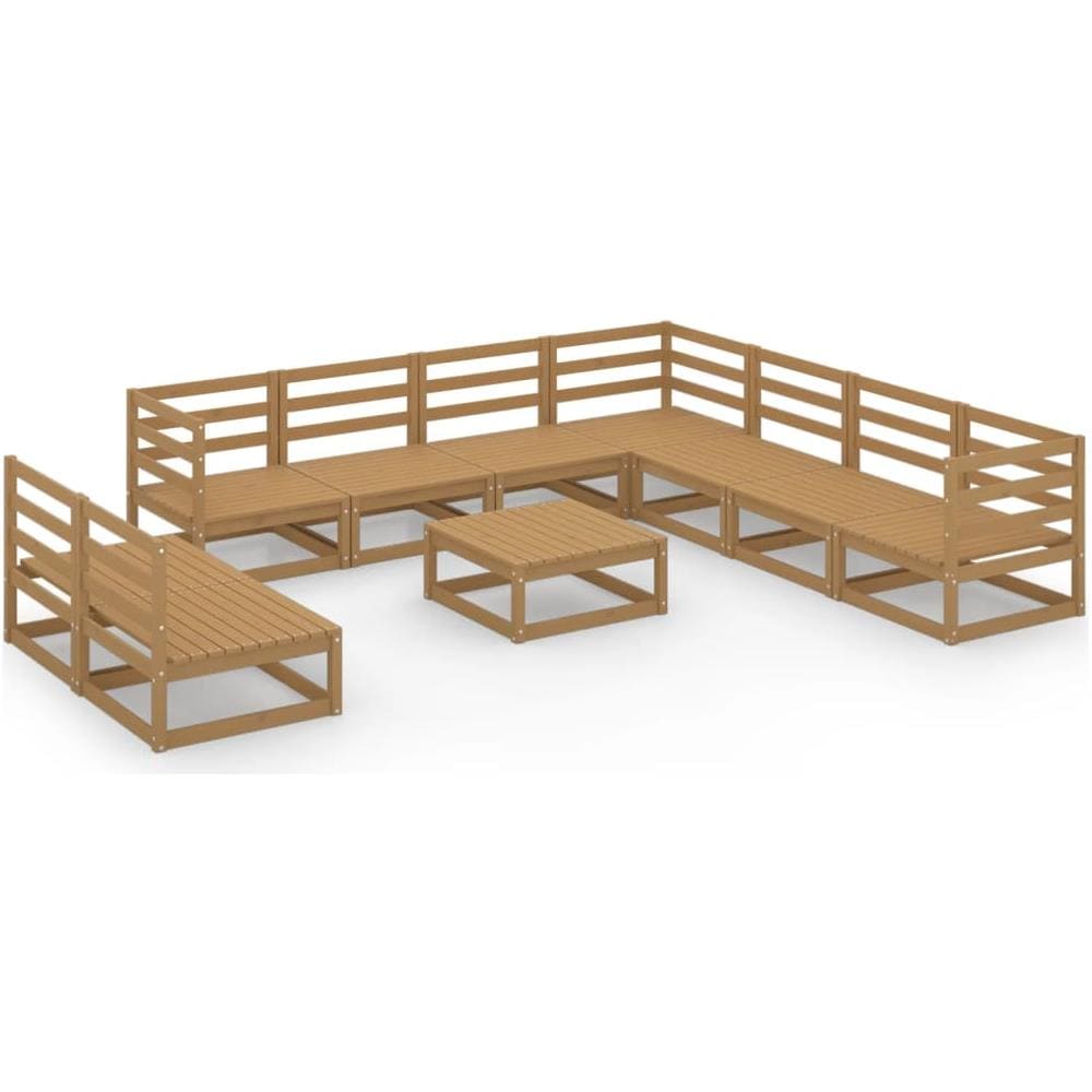 Set Divani Da Giardino 10 Pz Marrone Miele In Massello Di Pino - Foto 2