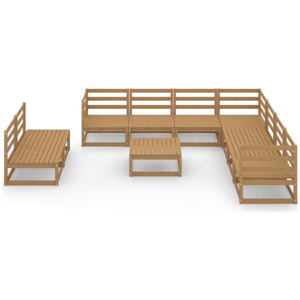 Set Divani Da Giardino 10 Pz Marrone Miele In Massello Di Pino - Foto 3