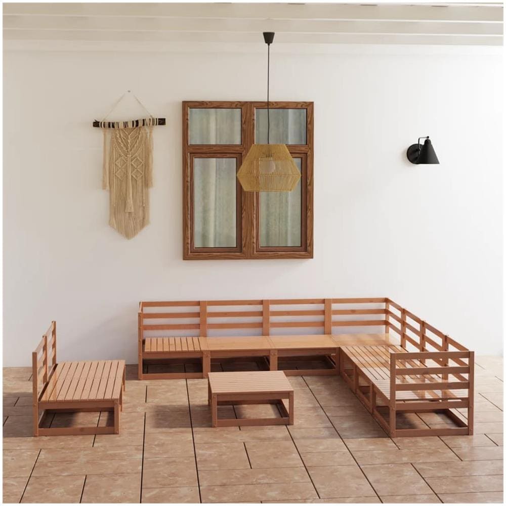 Set Divani Da Giardino 10 Pz Marrone Miele In Massello Di Pino - Foto 1