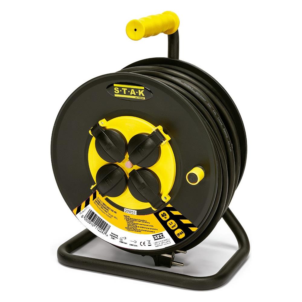 Avvolgicavo Elettrico Professionale, 4 Prese E Spina Schuko, H07rn-f3g2.5mm2, 40m, Gs (tuv) - Ip44. - Foto 1