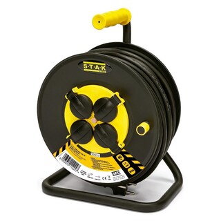 Avvolgicavo Professionale 40m – 4 Prese Schuko IP44 – H07RN-F 3G2.5 – 3200W – Telaio In Acciaio