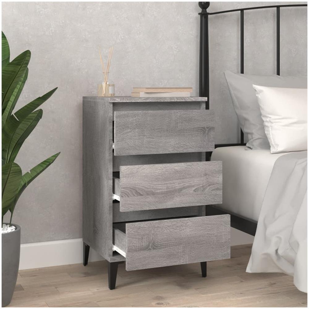 Comodino Grigio Sonoma 40x35x70 Cm In Legno Multistrato - Foto 3
