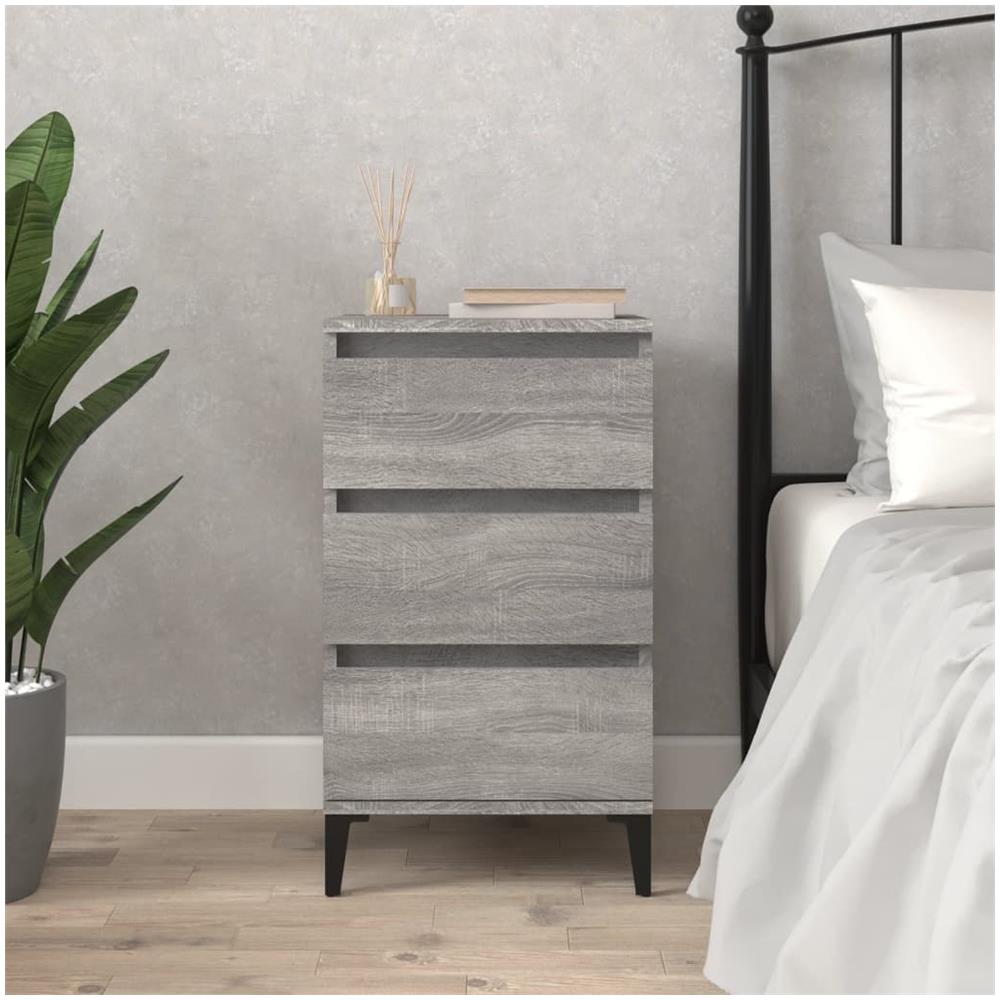 Comodino Grigio Sonoma 40x35x70 Cm In Legno Multistrato - Foto 1