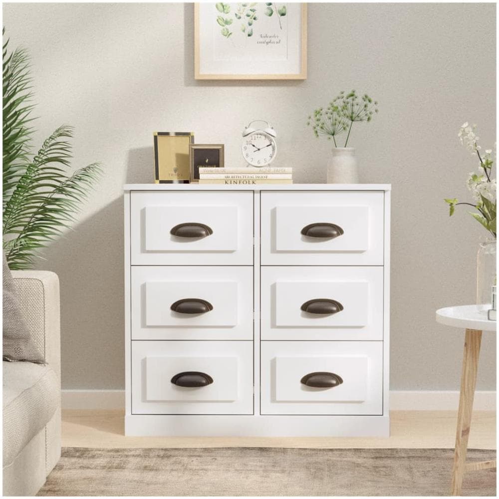 Credenza Bianco Lucido 70x35,5x67,5 Cm In Legno Multistrato - Foto 1