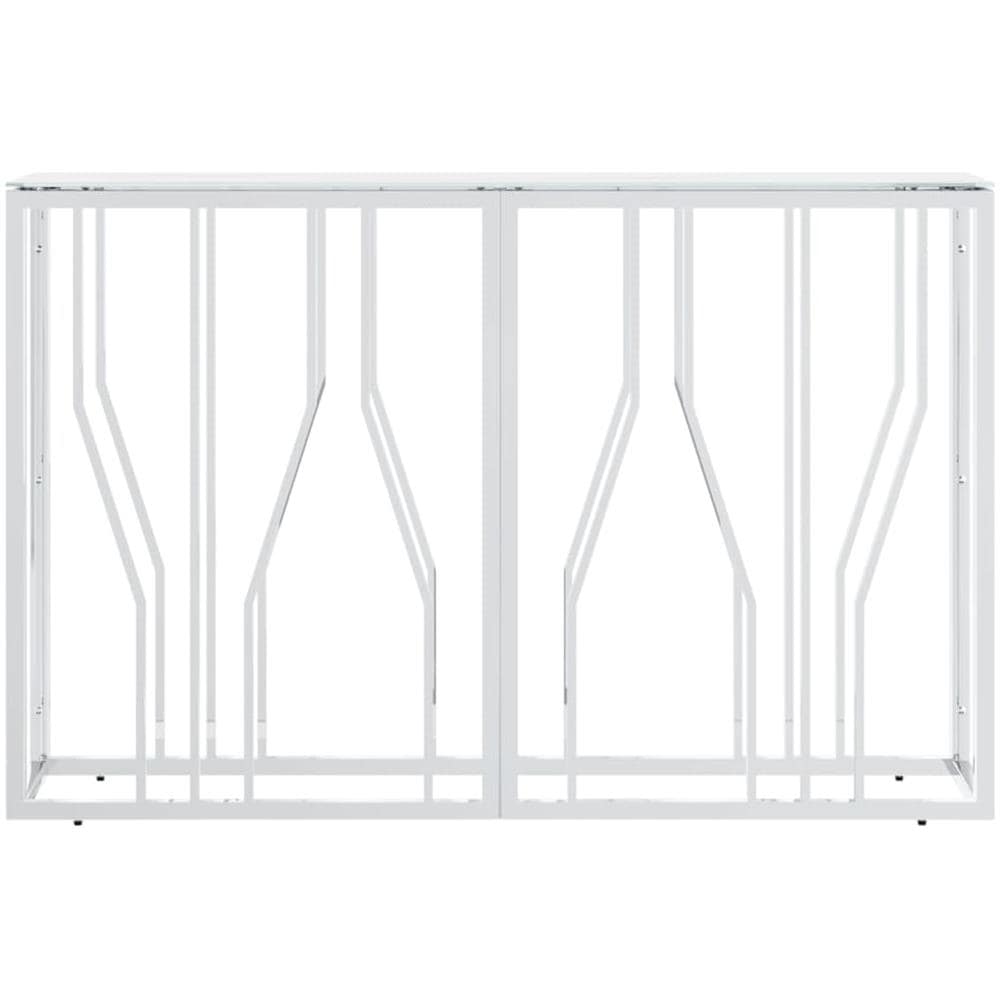 Tavolino Consolle Argento 110x30x70 Cm In Acciaio Inox E Vetro - Foto 3