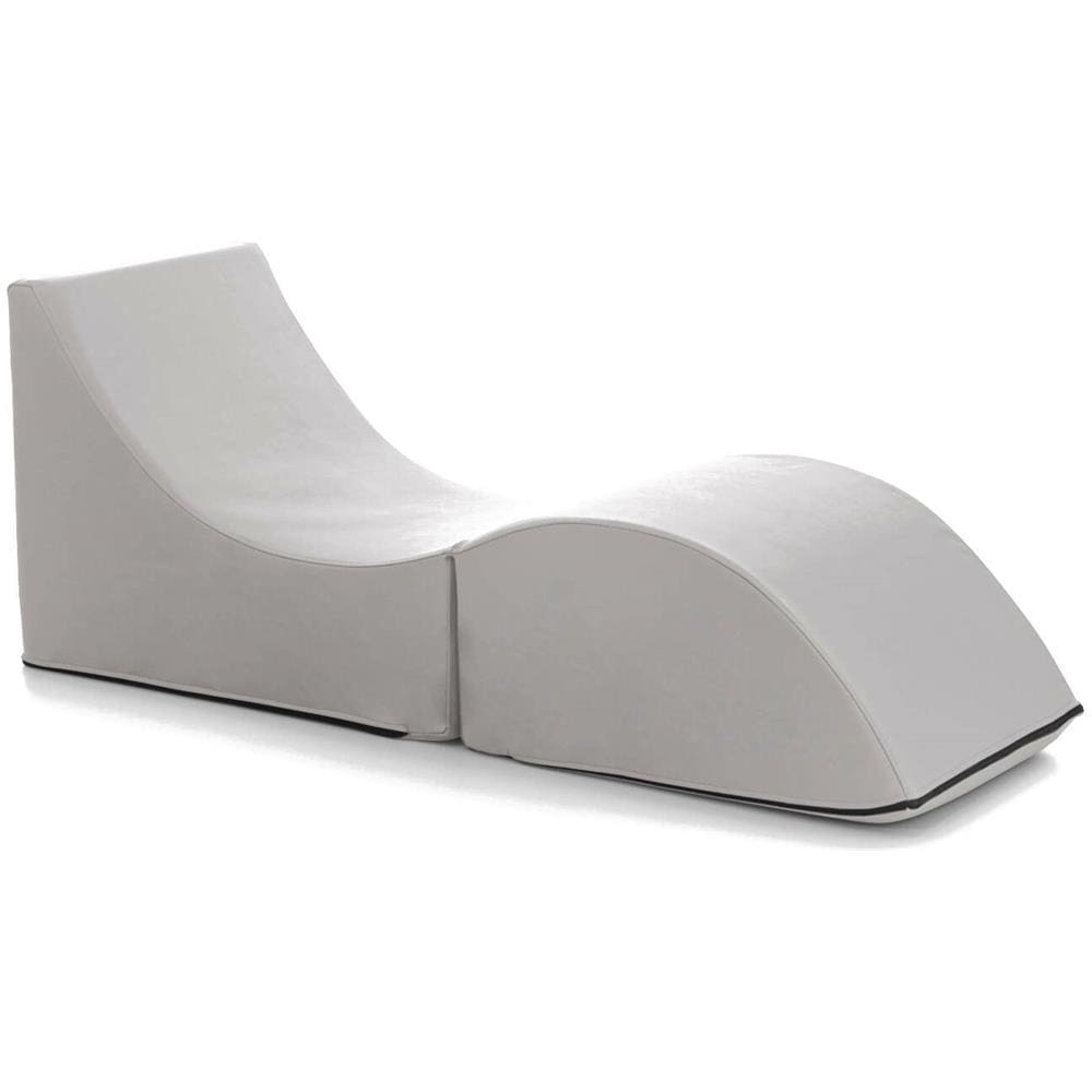 Letto Pieghevole Andreina, Pouf Trasformabile In Letto Singolo, 100% Made In Italy, Pouf Trasformabile In Una Chaise Longue In Ecopelle, Cm 130x50h50, Bianco - Foto 2