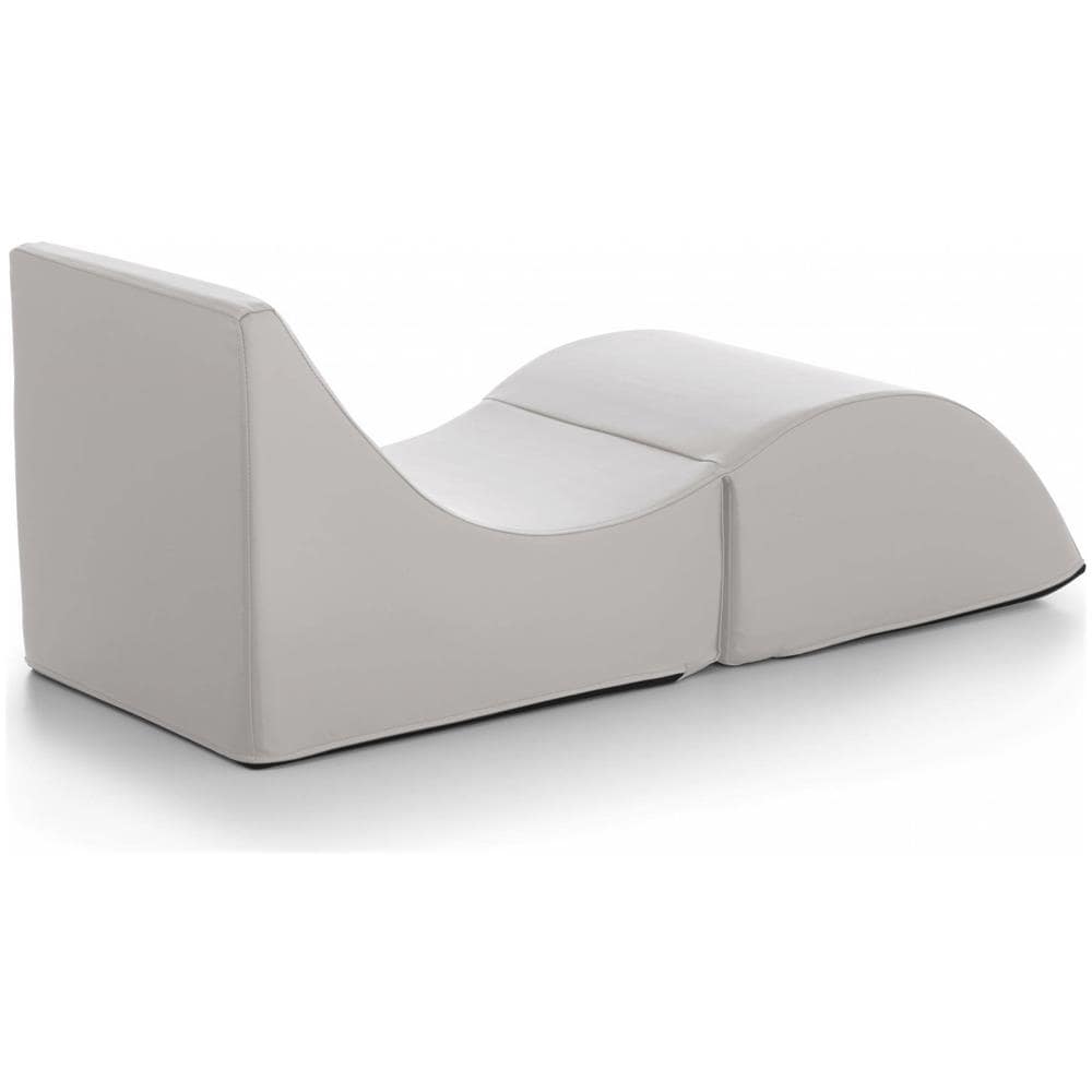Letto Pieghevole Andreina, Pouf Trasformabile In Letto Singolo, 100% Made In Italy, Pouf Trasformabile In Una Chaise Longue In Ecopelle, Cm 130x50h50, Bianco - Foto 4