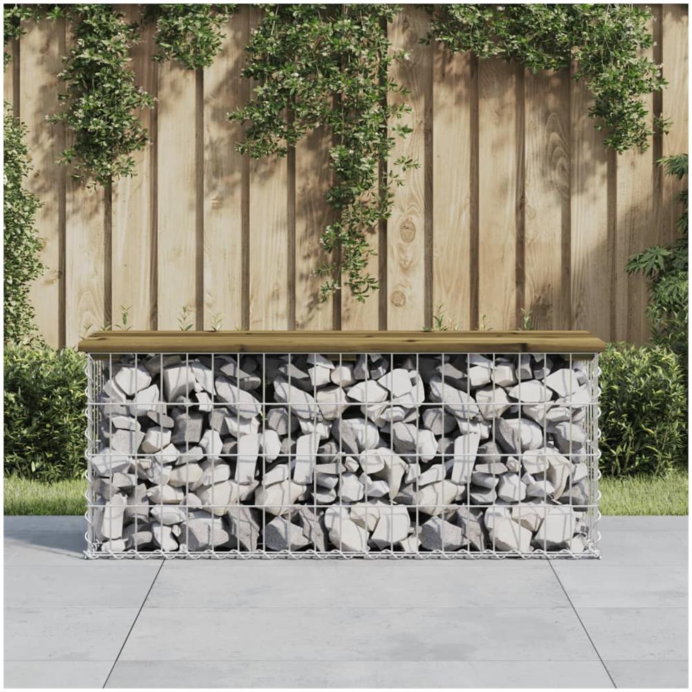 Panca da Giardino Design Gabbione 103x31,5x42cm Pino Impregnato - Foto 1