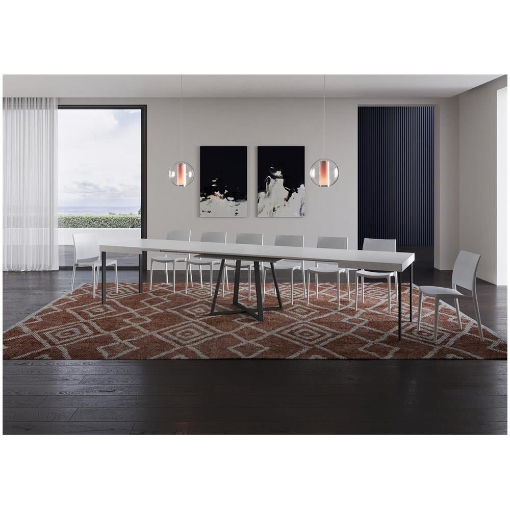 Tavolo allungabile 90x120/380cm Abbraccio bianco frassino gambe antracite - Foto 4
