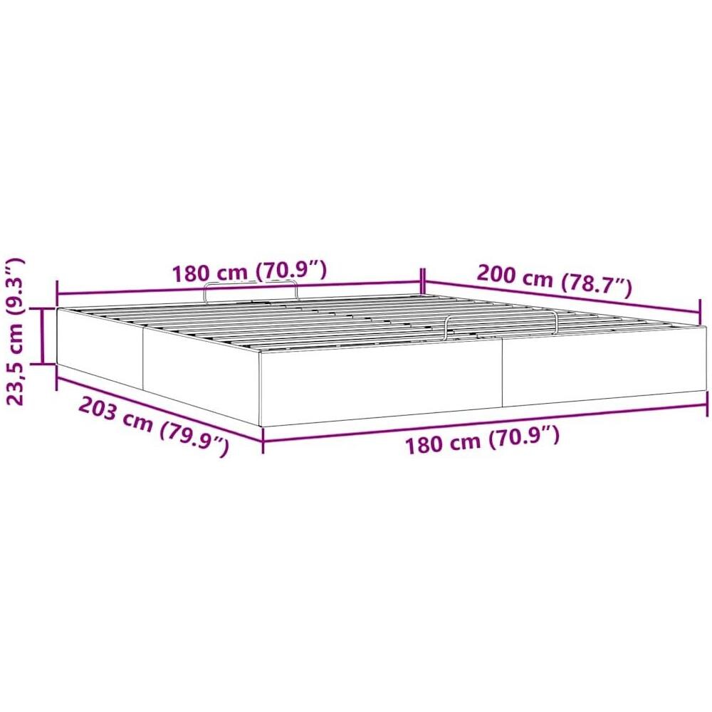 Struttura Letto Pouf senza Materasso 180x200 cm in Tessuto - Foto 10