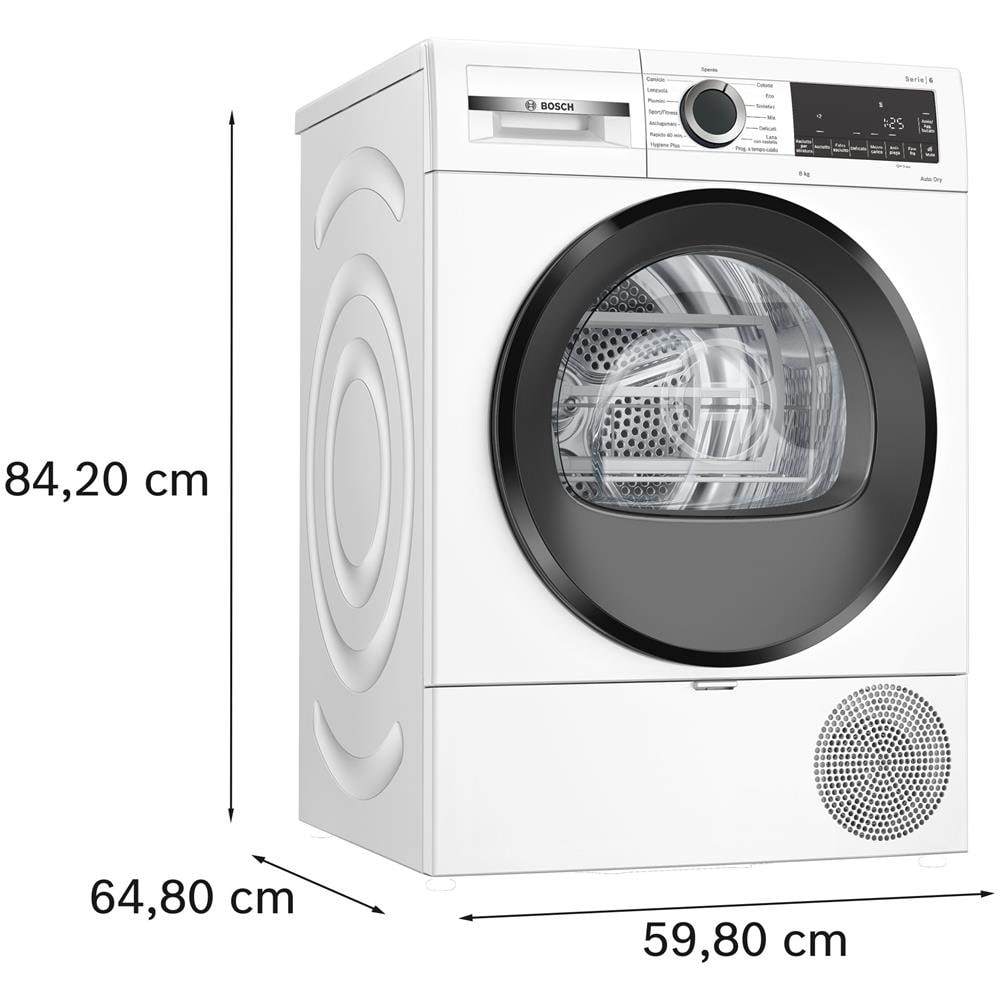Asciugatrice WQG233D1II Serie 6 con Pompa di Calore 8 Kg Classe C Bianco - Foto 8
