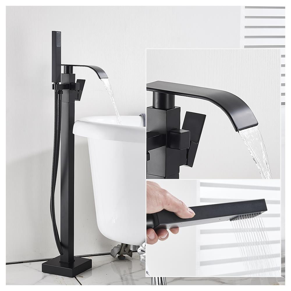 Rubinetto per vasca da bagno indipendente, Blackswan, Cascada tipo M52, modello nero opaco, misura 100 cm - Foto 4