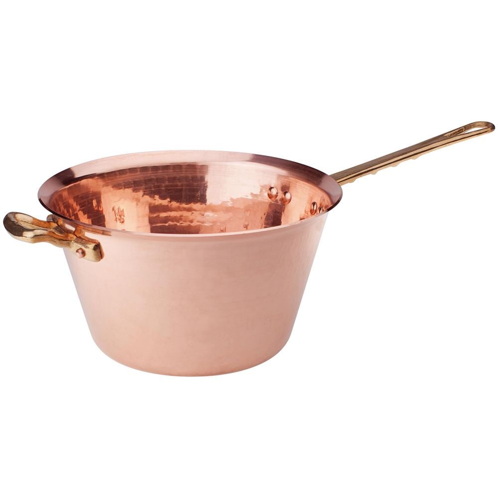 Paiolo Per Polenta In Rame Martellato A Mano Non Stagnato Con Maniglia E Manico Ottone - Diametro Cm 20 - Altezza Cm 13 - Foto 1