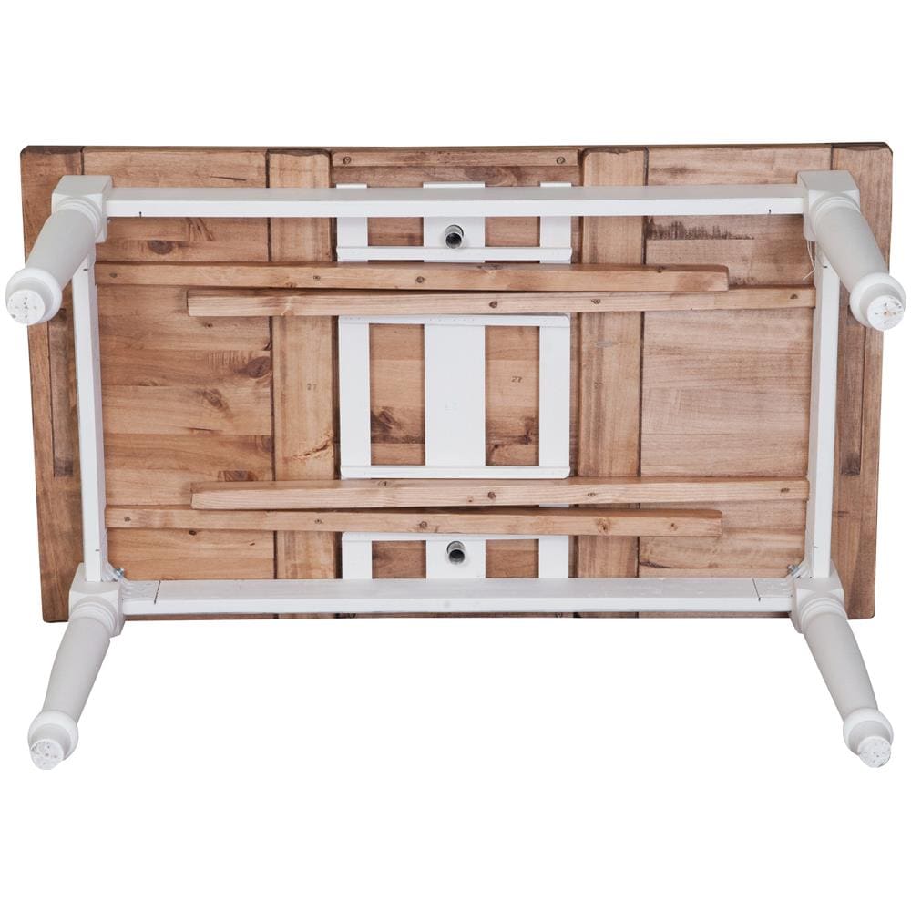 Tavolo Allungabile Country In Legno Massello Di Tiglio Con Struttura Bianca Anticata E Piano Finitura Naturale 160x90x80 Cm - Foto 2