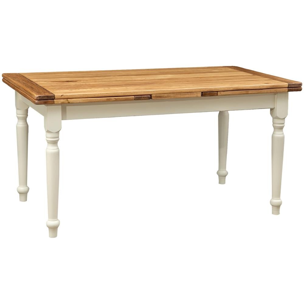 Tavolo Allungabile Country In Legno Massello Di Tiglio Con Struttura Bianca Anticata E Piano Finitura Naturale 160x90x80 Cm - Foto 5