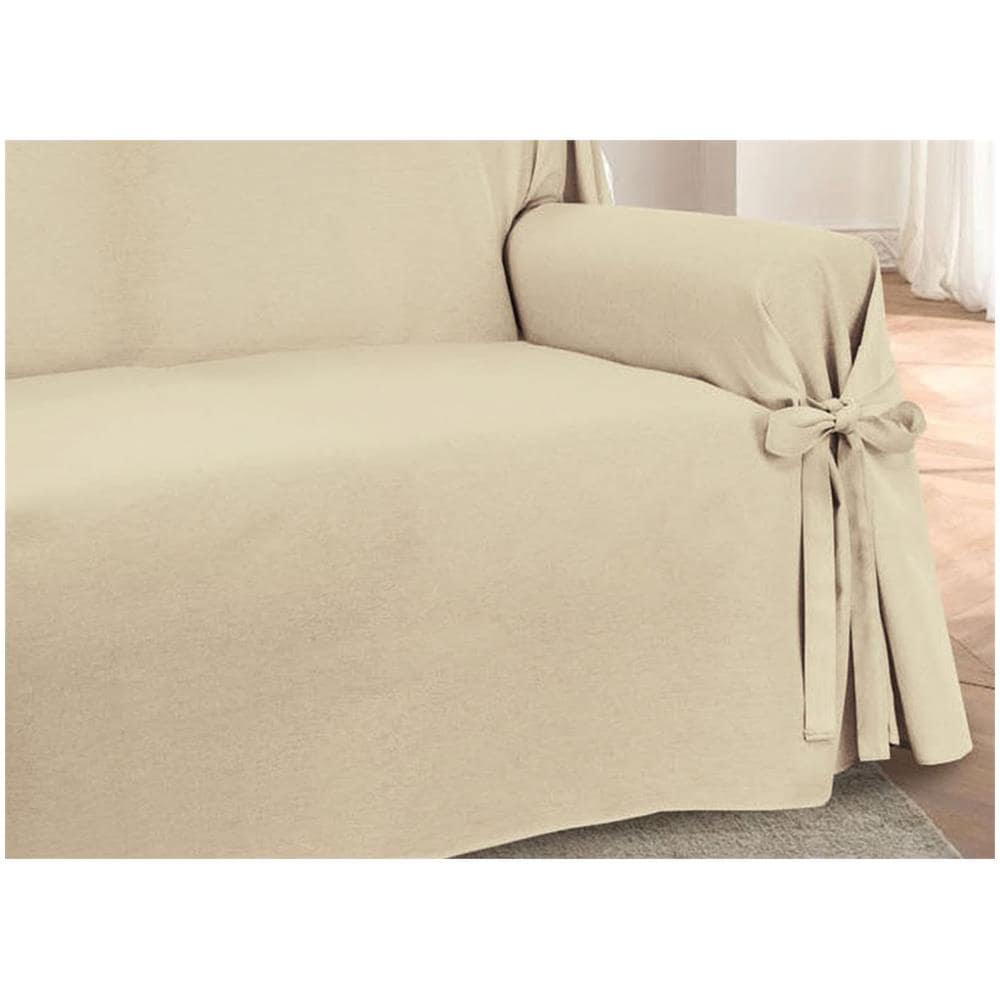 Copridivano Fodera Telo Protezione Divano Con Laccetti Fiocco Disegno Prezioso 3 Posti Beige - Foto 6