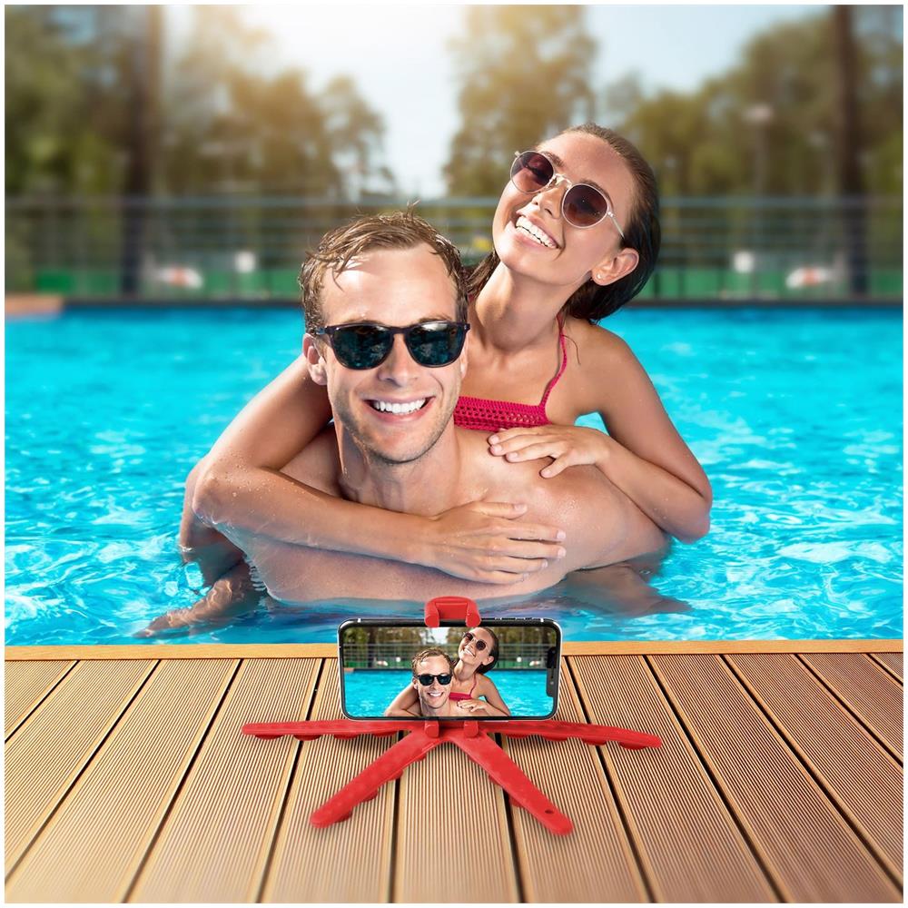 Squiddy Max Treppiede Flessibile per Fotocamere e Smartphone - Colore Rosso - Foto 3