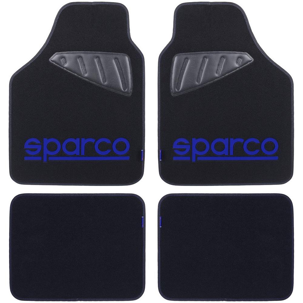 Set Completo Spc19 Tappetini Auto Universali In Moquette Nero /blu Poliestere - Foto 2