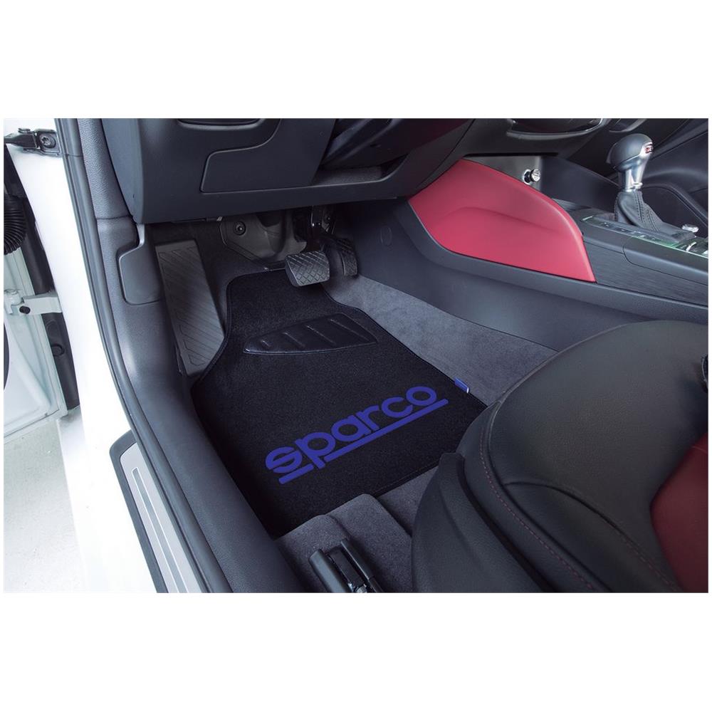Set Completo Spc19 Tappetini Auto Universali In Moquette Nero /blu Poliestere - Foto 4
