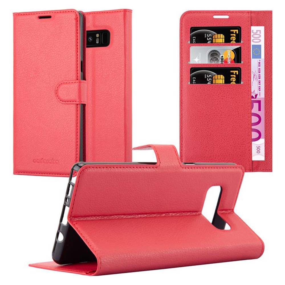 Custodia Compatibile Con Samsung Galaxy Note 8 In Rosso Carminio - Coperchio Protettiva Con Chiusura Magnetica, Funzione Stand E Tasca Per Le Carte - Foto 1